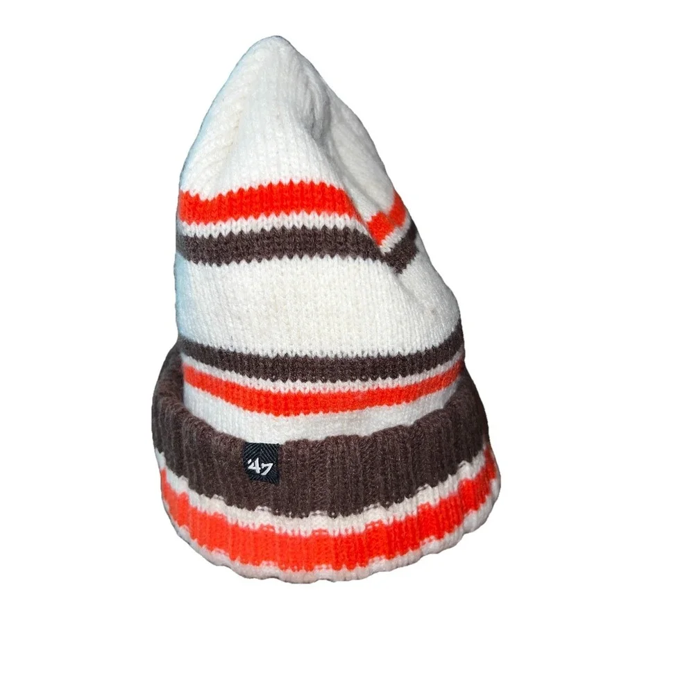 Cleveland‎ Browns Youth 47 Brand Brownie Elf Striped Cuffed Knit Beanie Hat